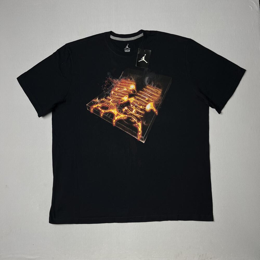 Jordan Shirt Mens 2XL Black Molten Jumpman Graphic Tee Basketball Athletic